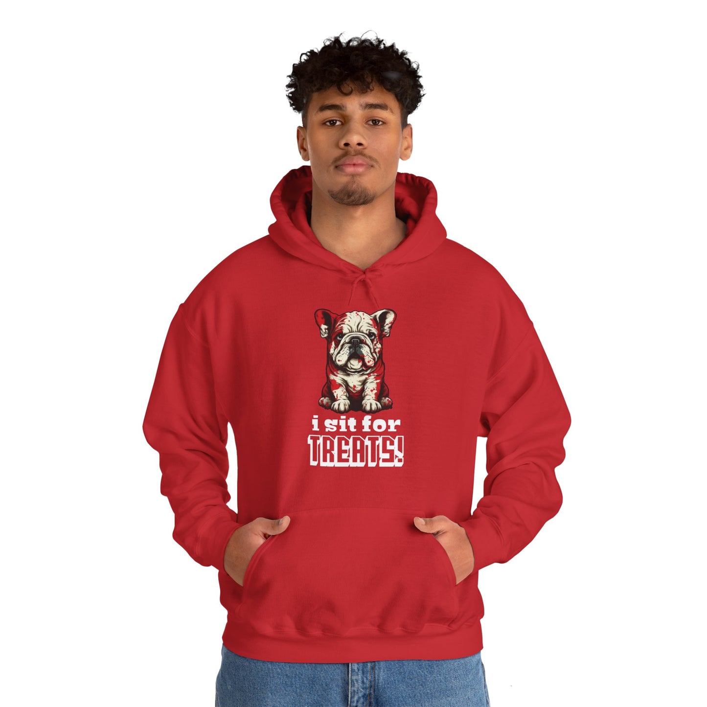 I Sit for Treats! (Bulldog) - Unisex Heavy Blend™ Hooded Sweatshirt