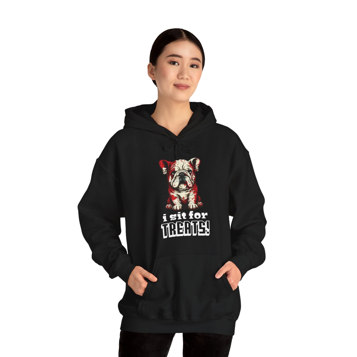 I Sit for Treats! (Bulldog) - Unisex Heavy Blend™ Hooded Sweatshirt