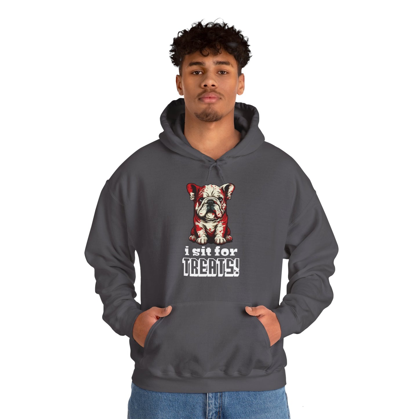 I Sit for Treats! (Bulldog) - Unisex Heavy Blend™ Hooded Sweatshirt